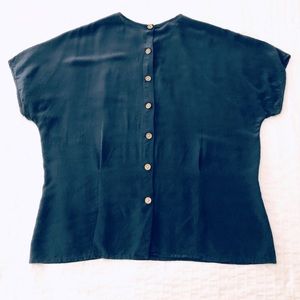 Vintage Navy Blue Silk T-Shirt